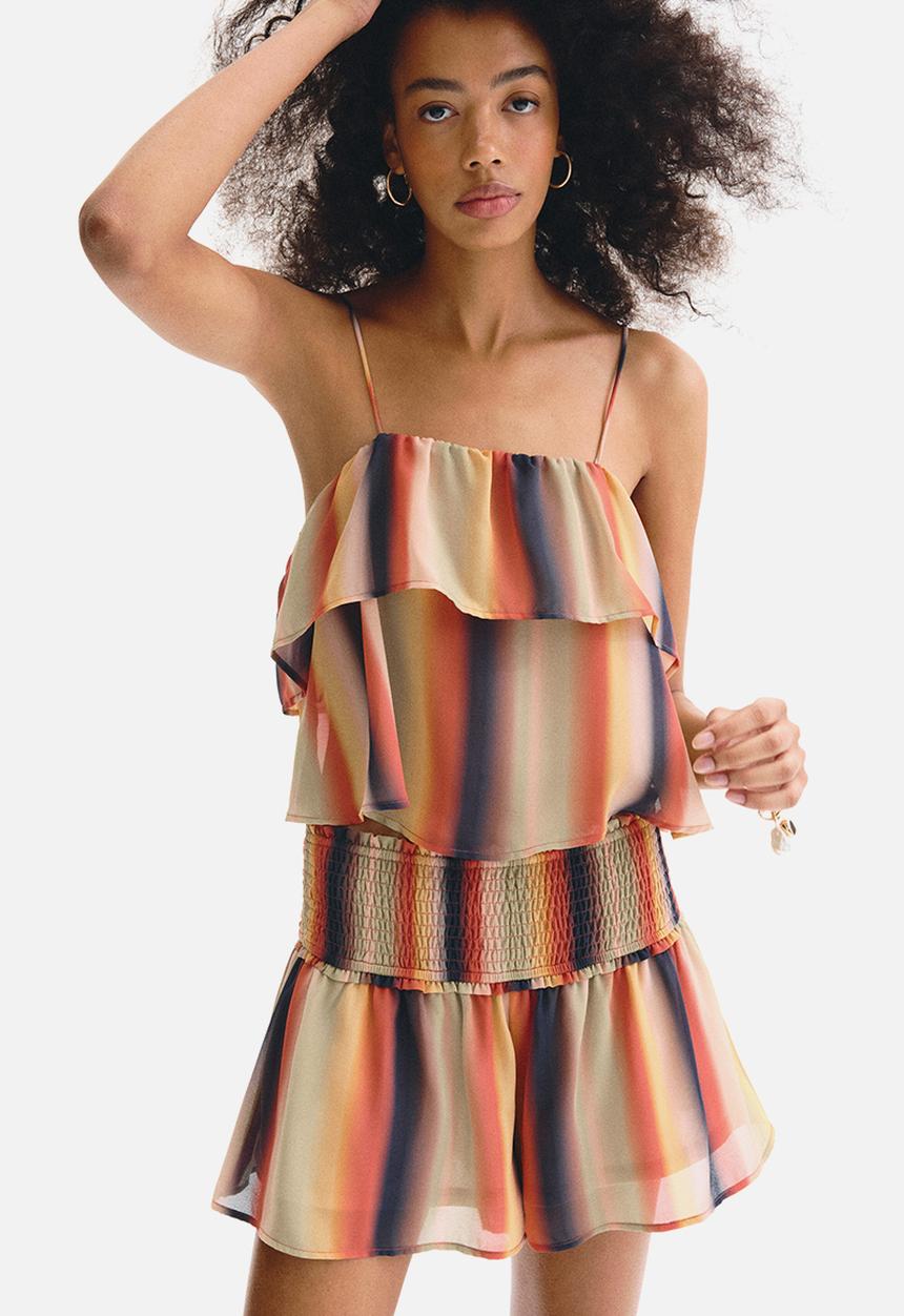 H&M - Flounced strappy top - green/striped