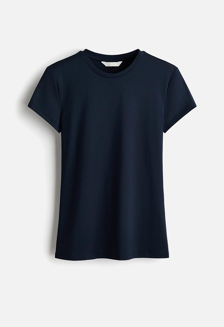 H&M - Fitted microfibre t-shirt - navy blue