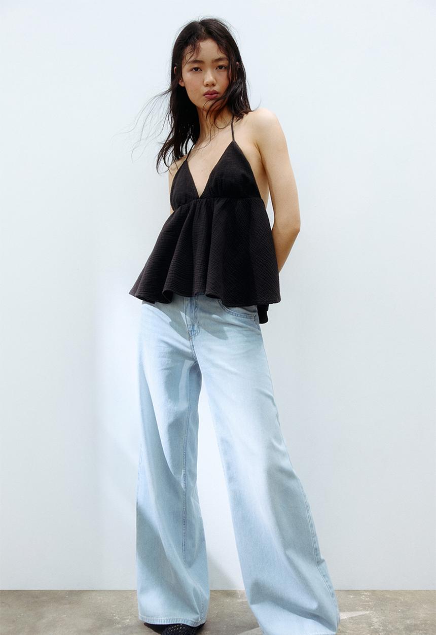 H&M - Wide regular waist jeans - light denim blue