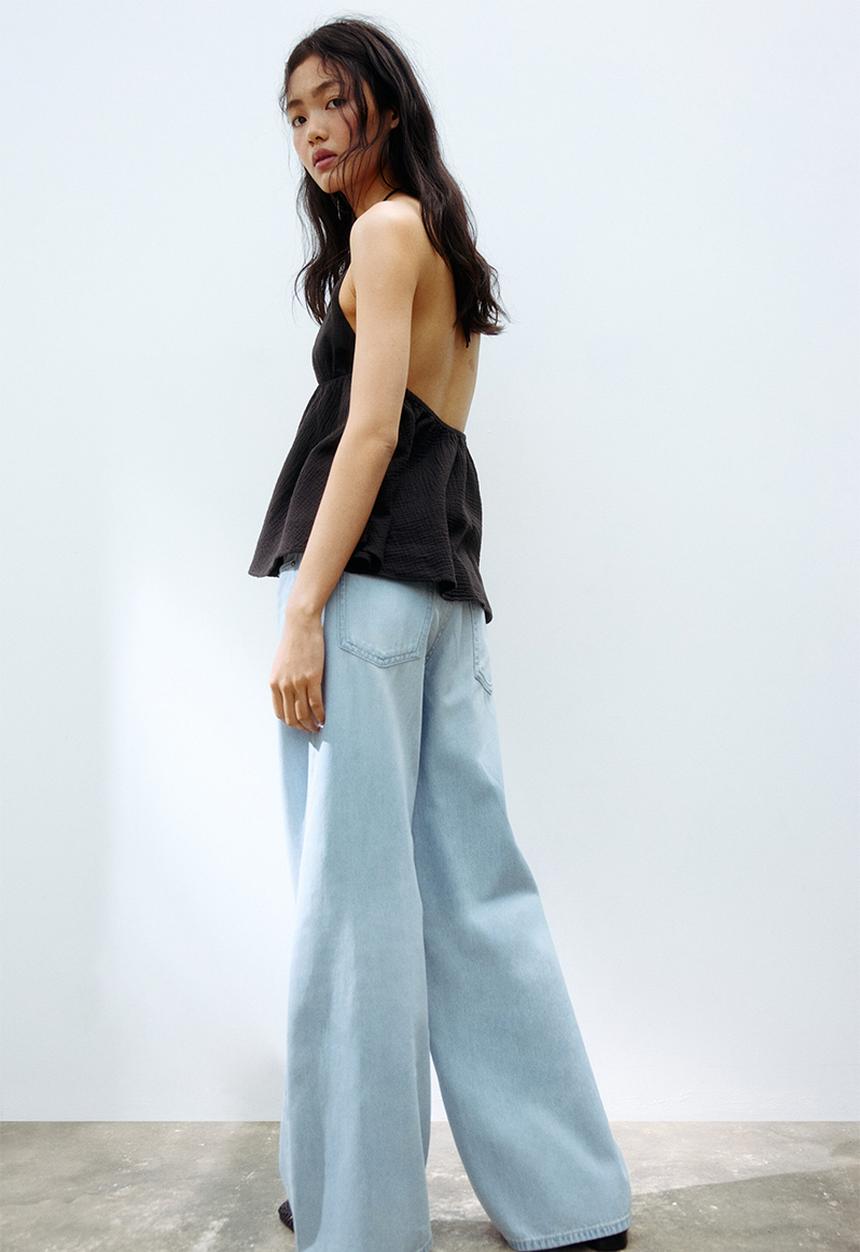 H&M - Wide regular waist jeans - light denim blue
