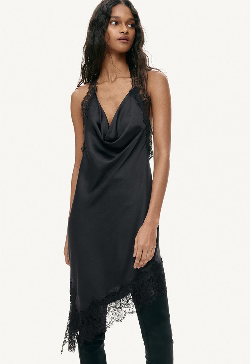 H&M - Satin halterneck dress - black