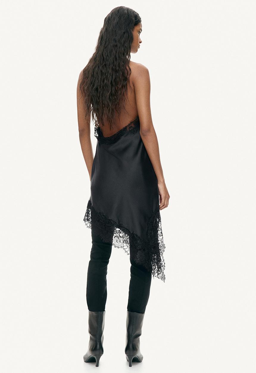 H&M - Satin halterneck dress - black