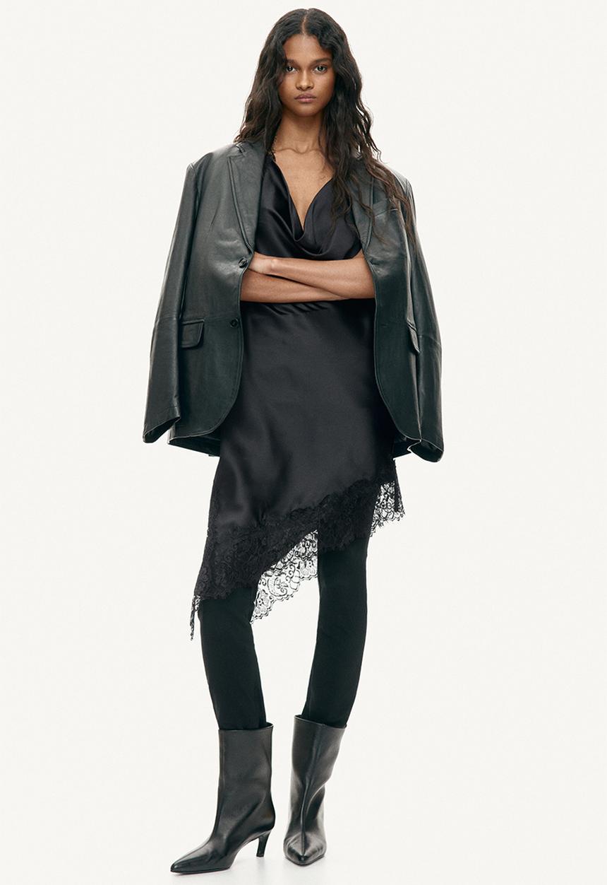 H&M - Satin halterneck dress - black
