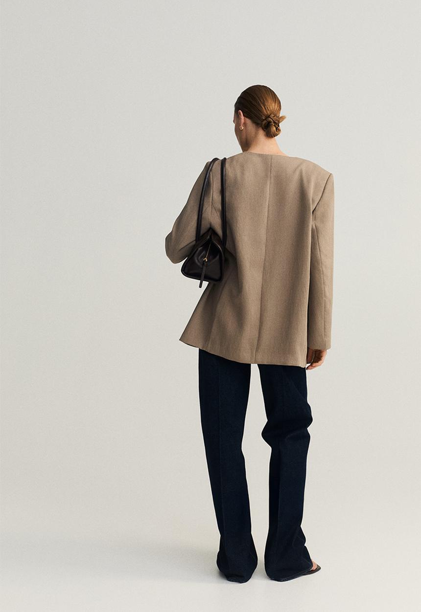 H&M - Collarless blazer - beige