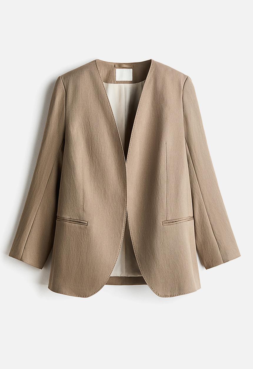 H&M - Collarless blazer - beige