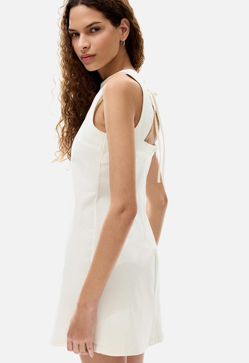 H&M - Open-back twill dress - cream