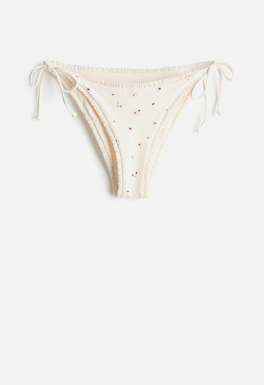 H&M - Cheeky tie tanga bikini bottoms - white/floral