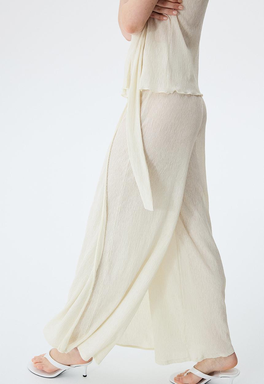 H&M - Crinkled wrapover trousers - light beige