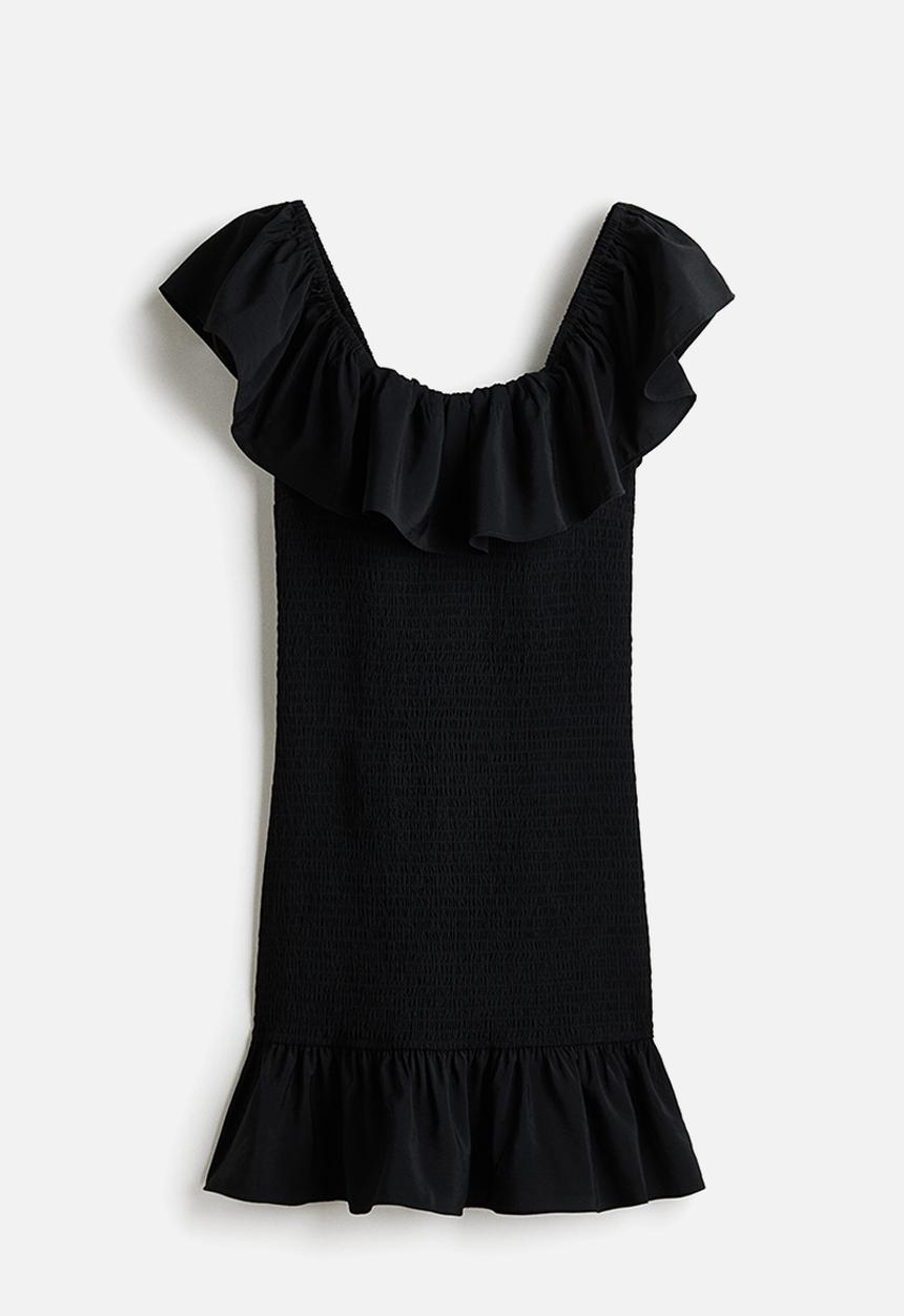 H&M - Flounced off-the-shoulder dress - black