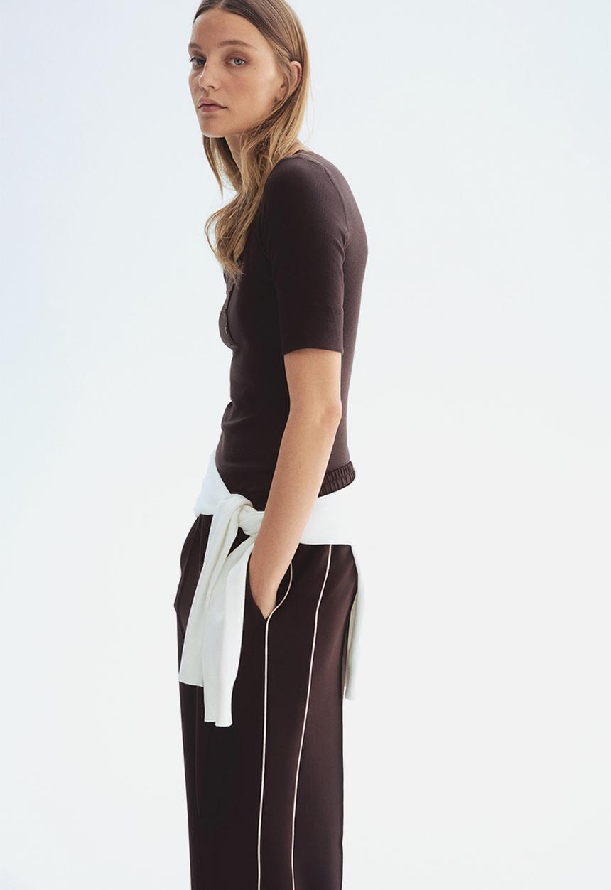 H&M - Ribbed cotton top - dark brown