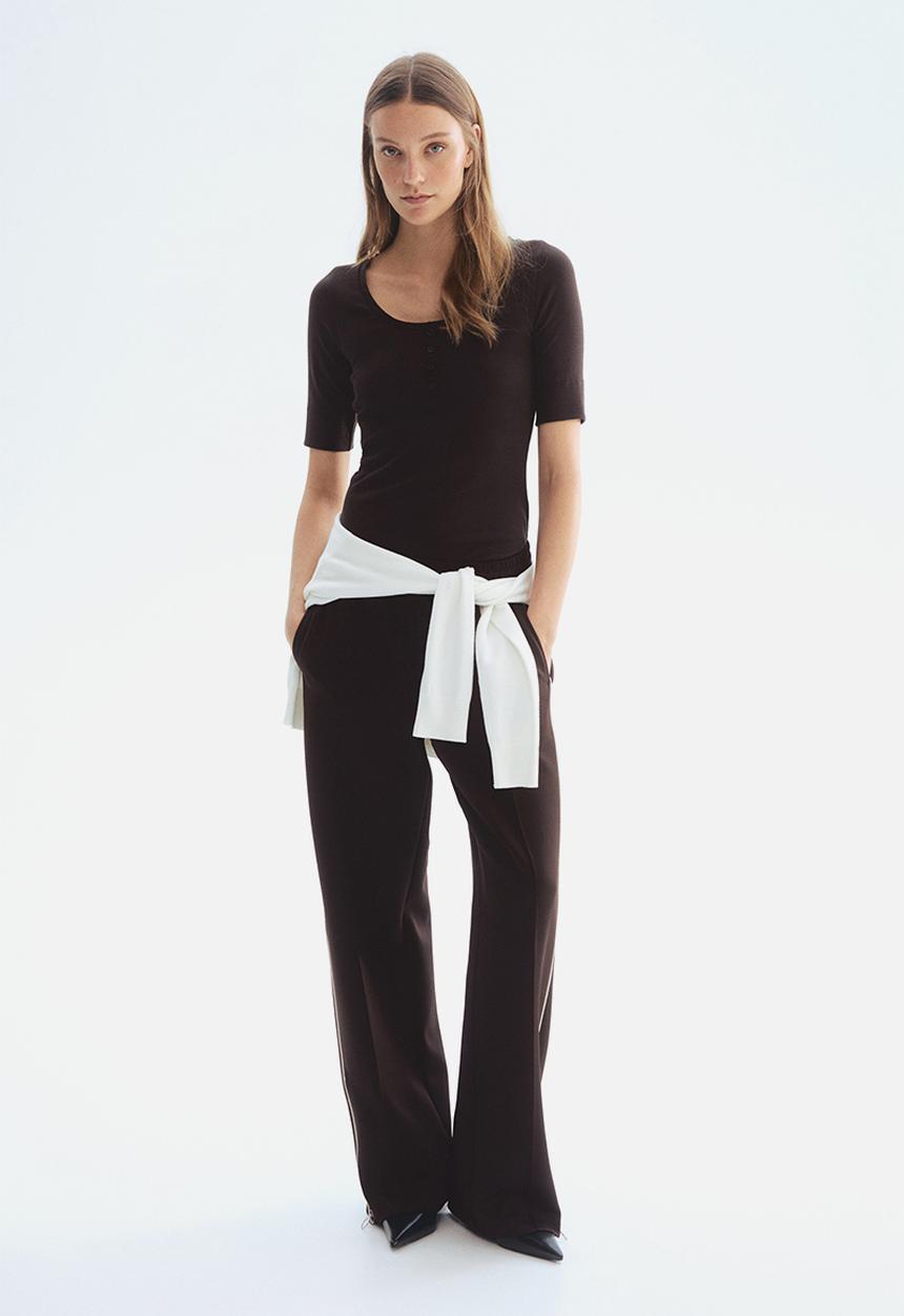 H&M - Ribbed cotton top - dark brown
