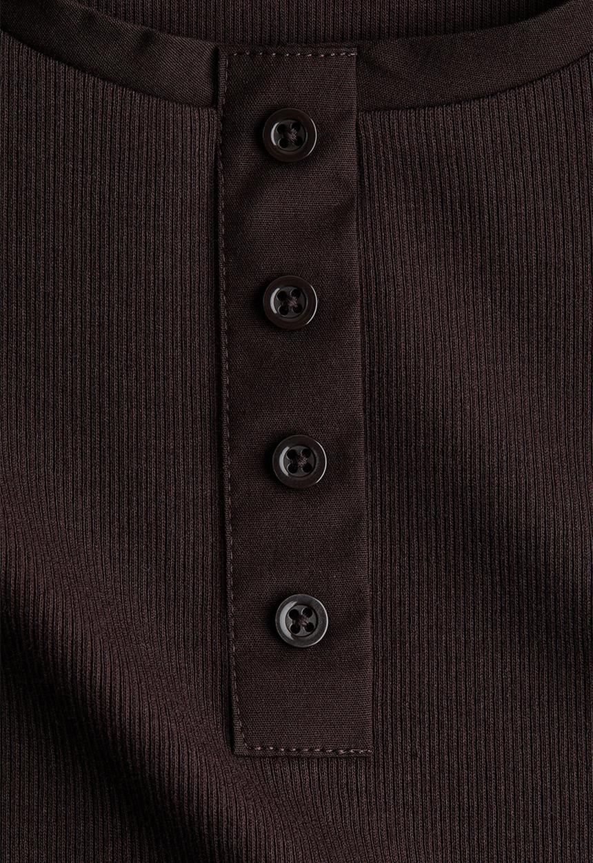 H&M - Ribbed cotton top - dark brown