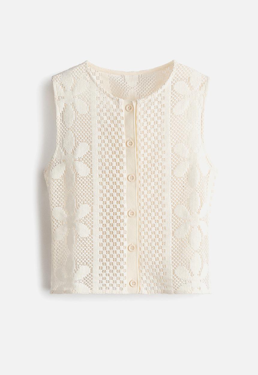 H&M - Crochet-look top - light beige