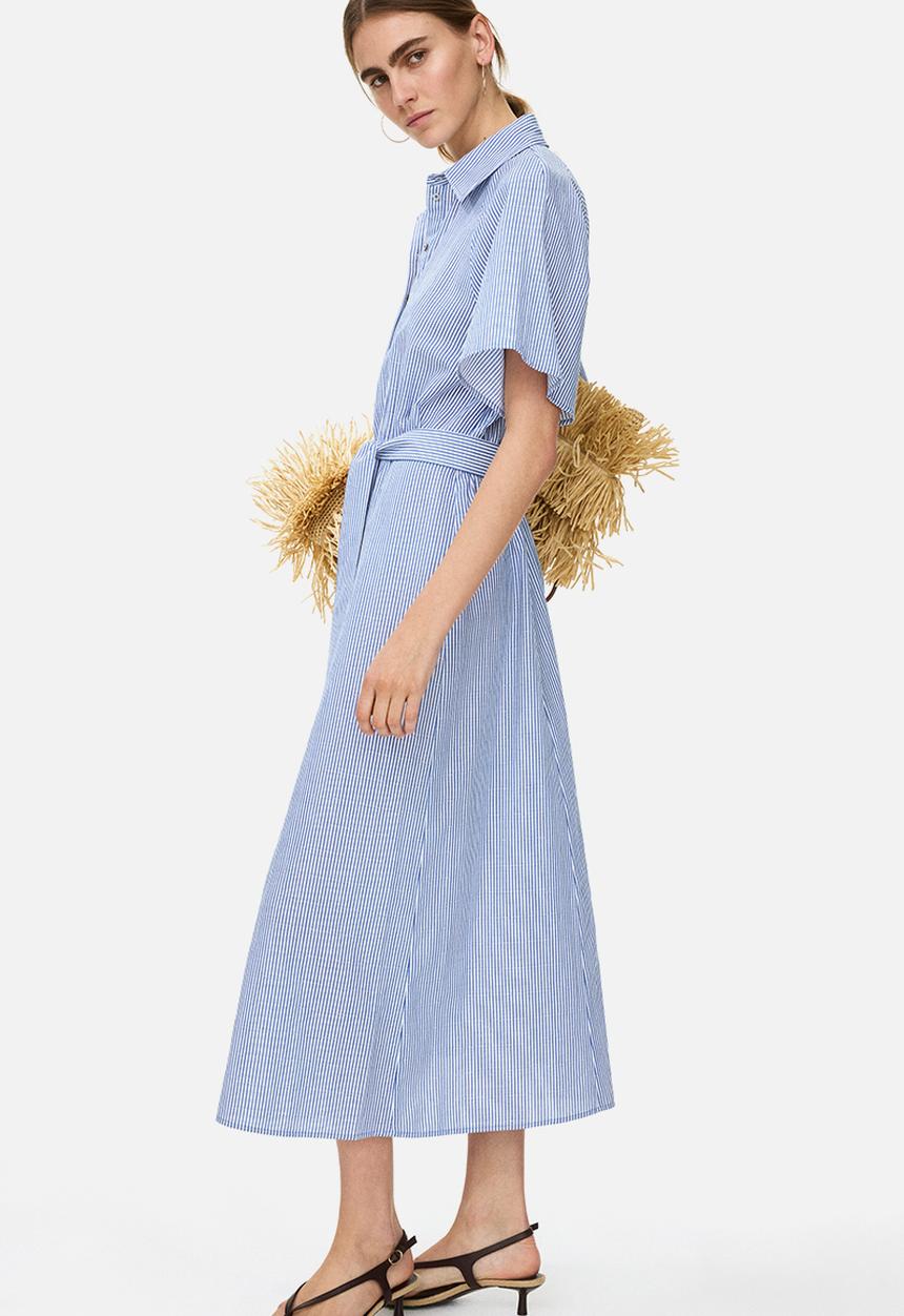 H&M - Tie-belt shirt dress - blue/striped