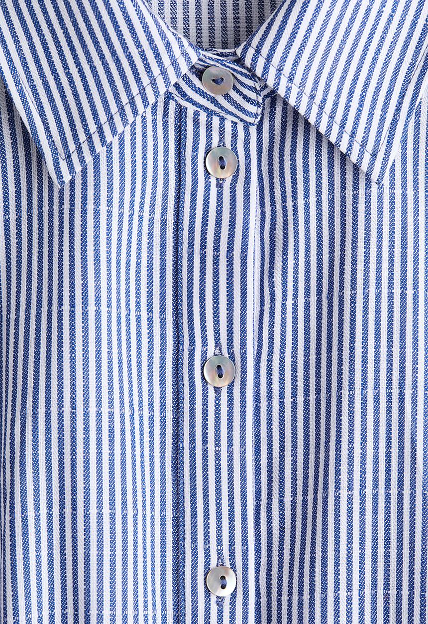 H&M - Tie-belt shirt dress - blue/striped