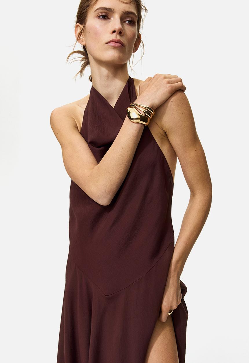 H&M - Halterneck dress - dark brown