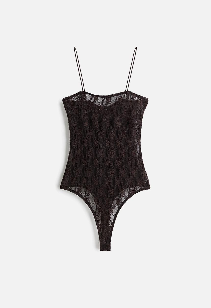 H&M - Lace thong body - dark brown
