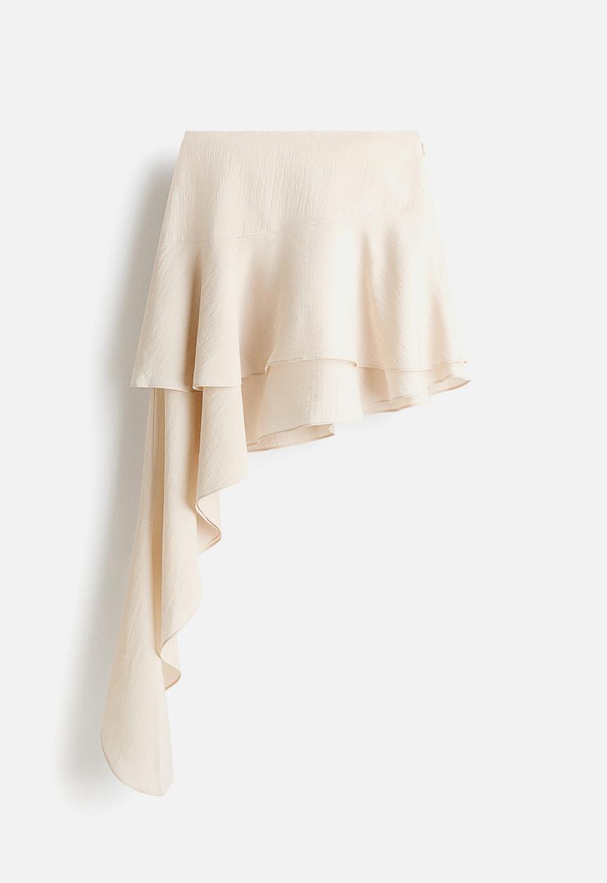 H&M - Draped-panel tiered skirt - light beige