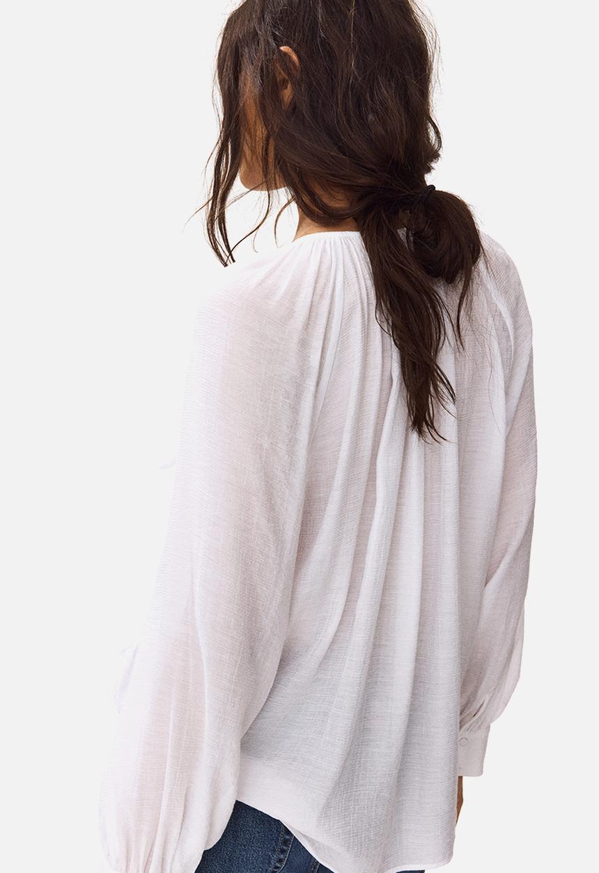 H&M - Flounce-trimmed blouse - white