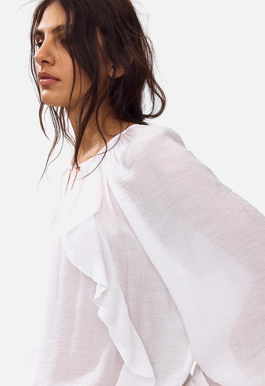 H&M - Flounce-trimmed blouse - white
