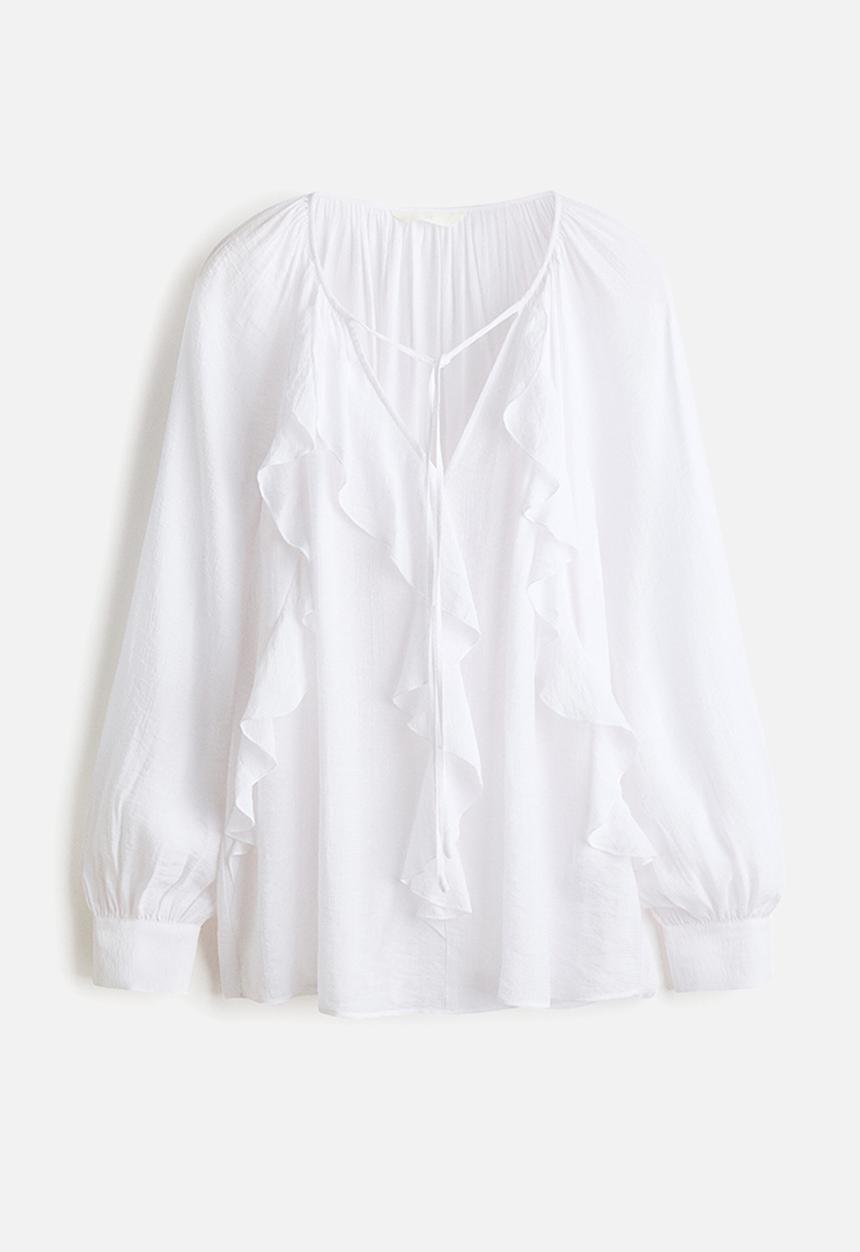 H&M - Flounce-trimmed blouse - white