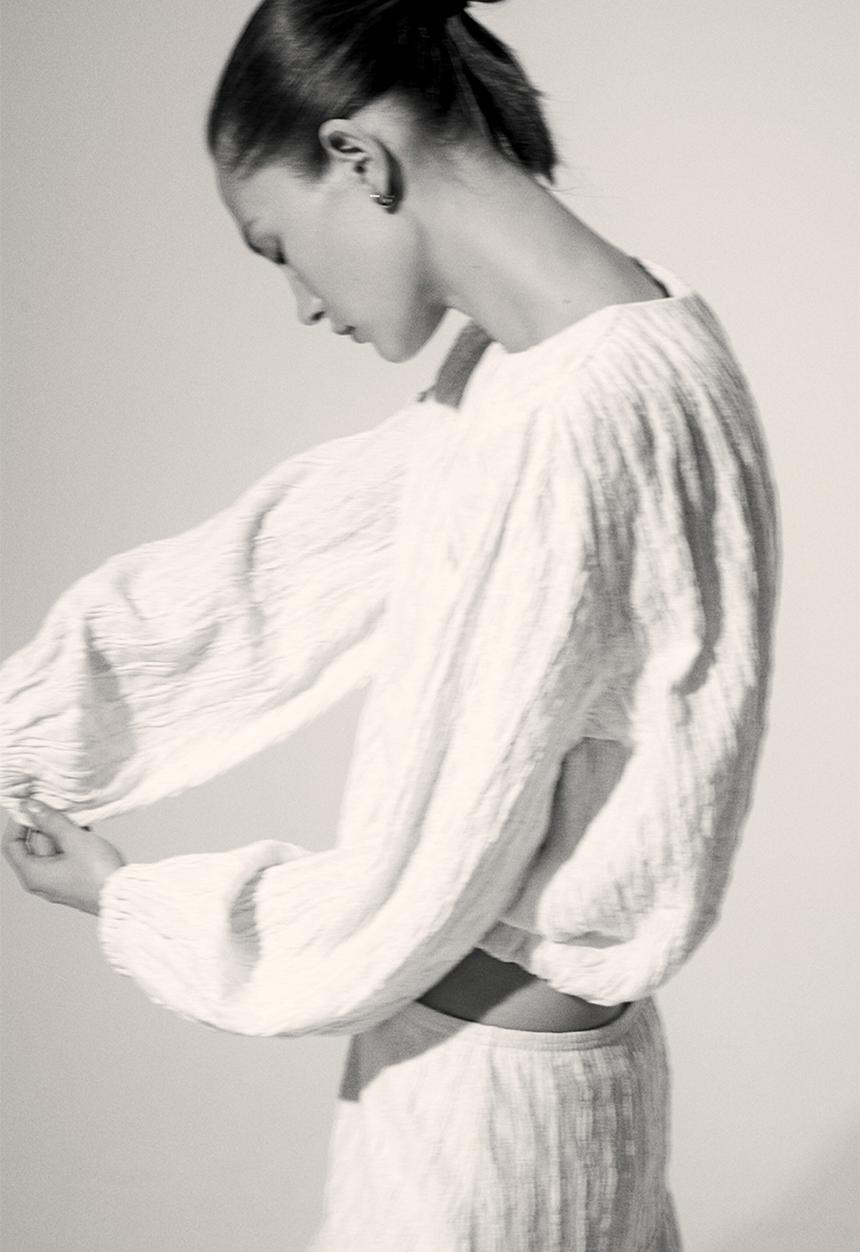 H&M - Balloon-sleeved top - cream