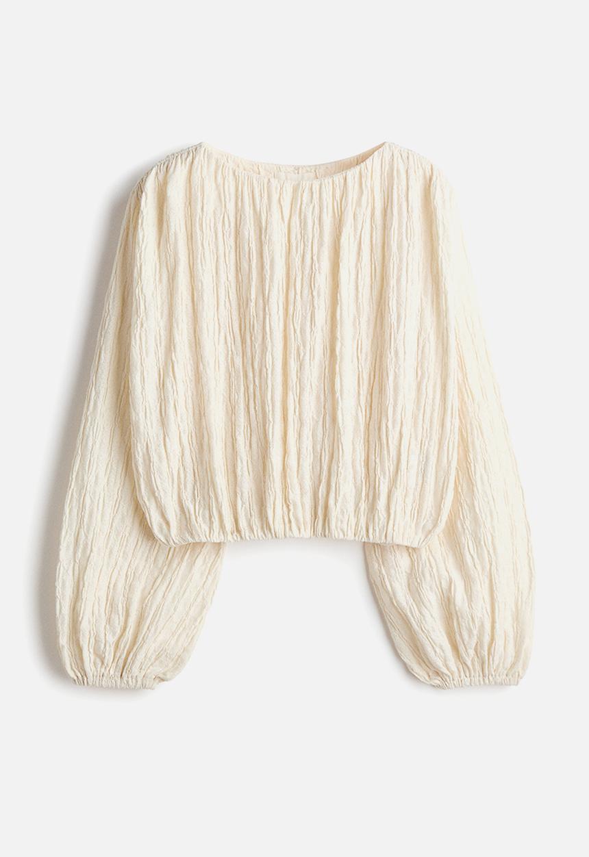 H&M - Balloon-sleeved top - cream