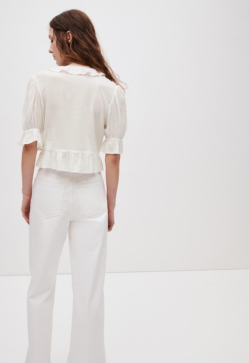 H&M - Frill-trimmed blouse - white