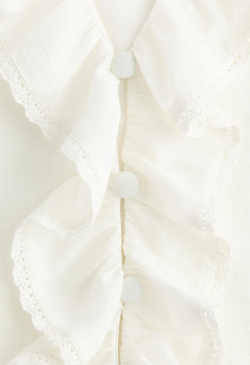 H&M - Frill-trimmed blouse - white