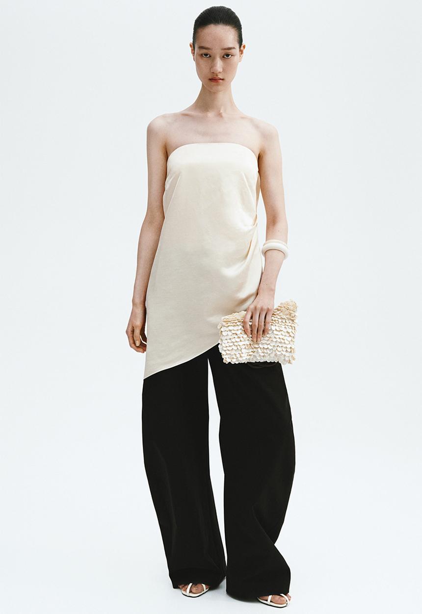 H&M - Satin bandeau top - cream