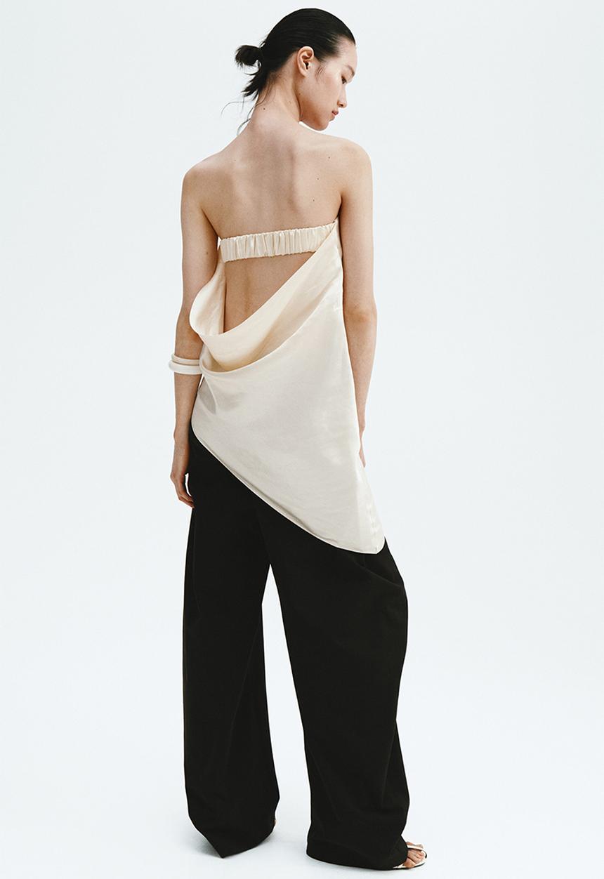 H&M - Satin bandeau top - cream