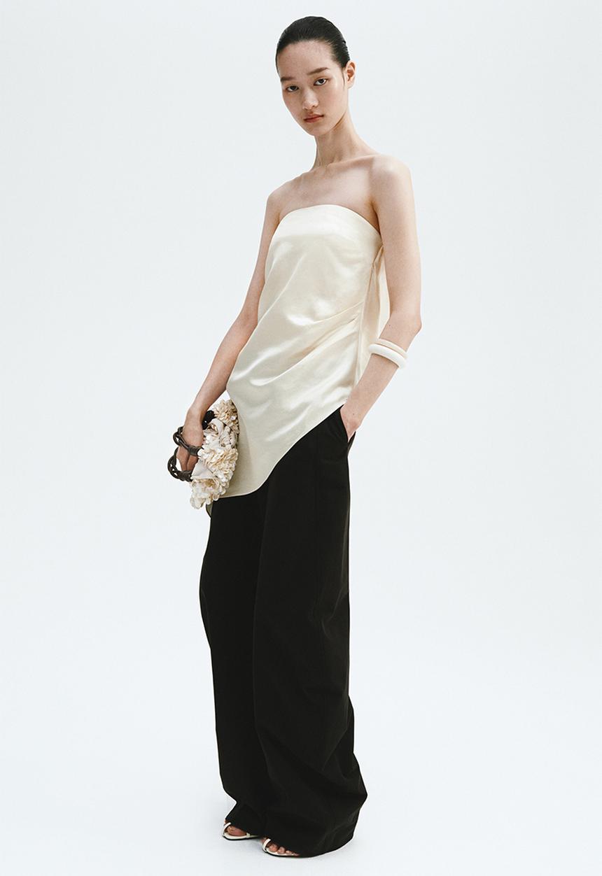 H&M - Satin bandeau top - cream