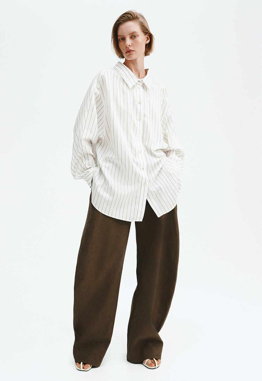 H&M - Oversized shirt - white/striped