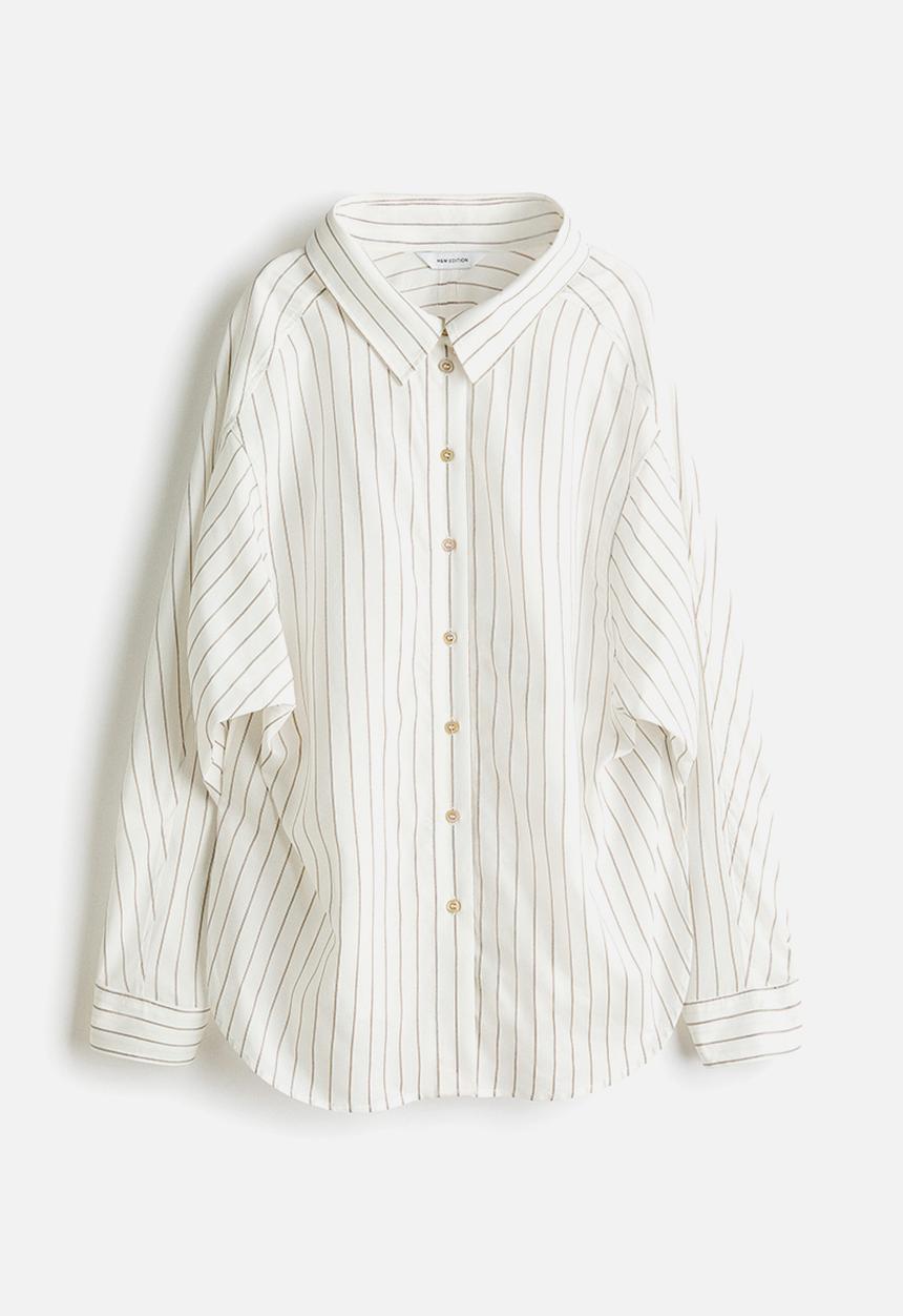 H&M - Oversized shirt - white/striped