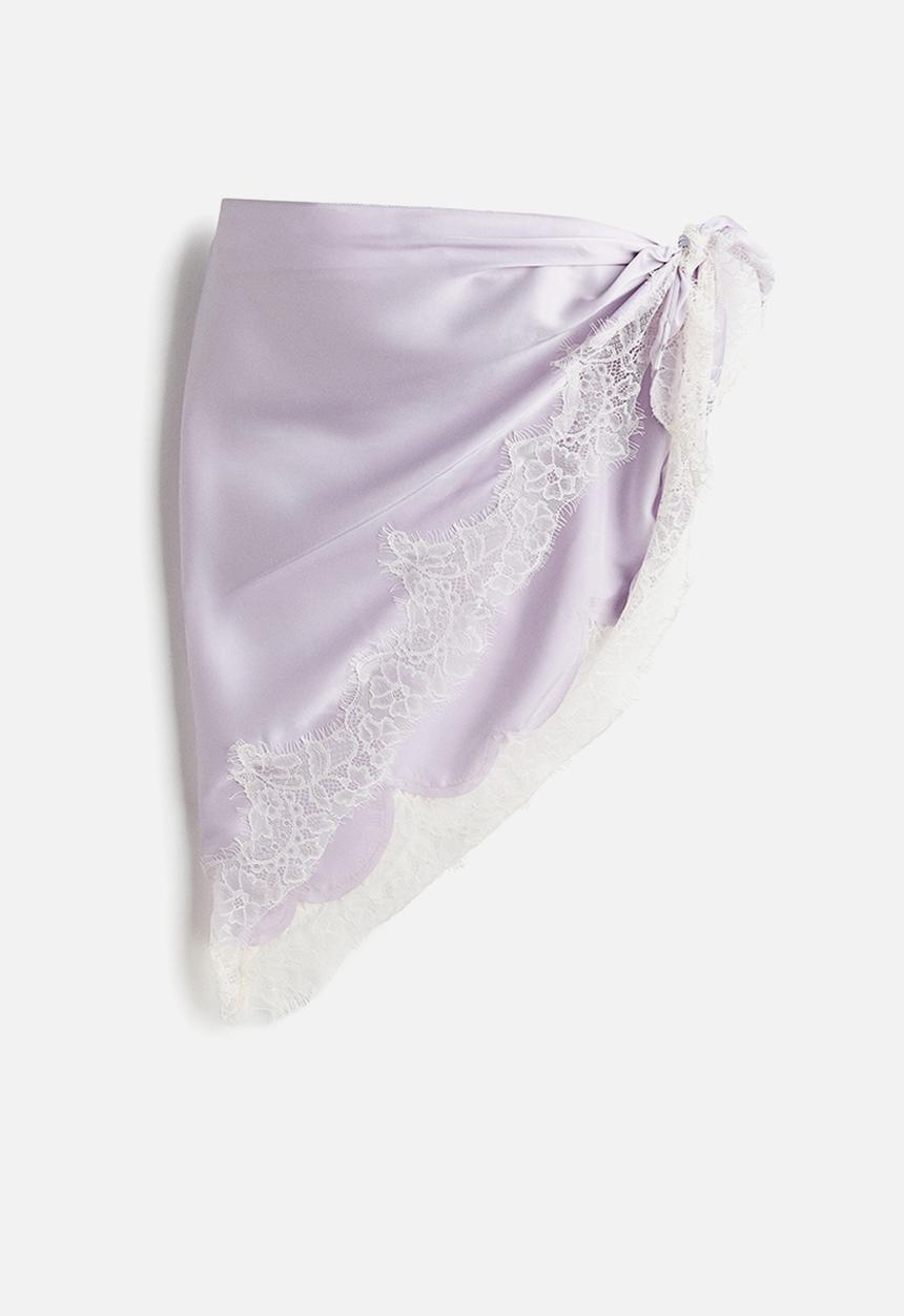 H&M - Lace-trimmed triangle scarf - light purple