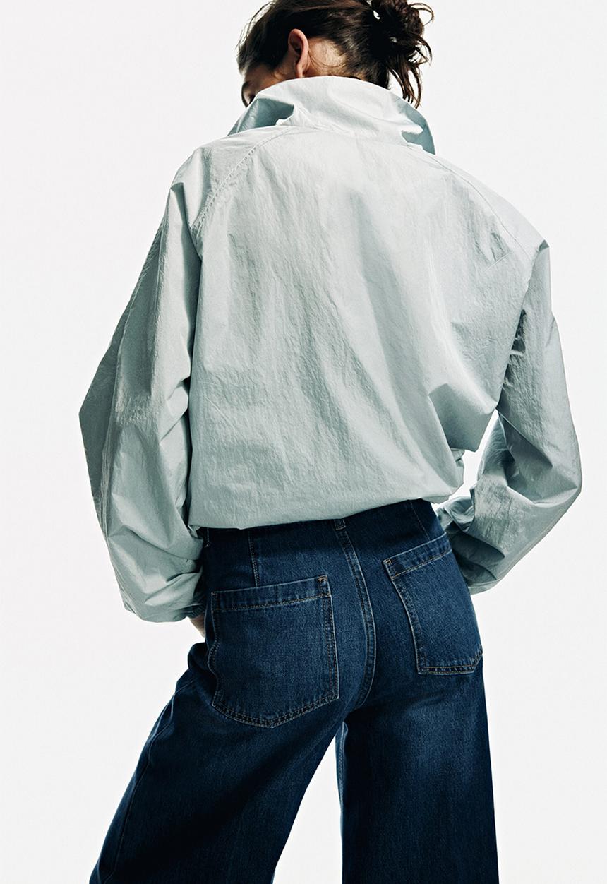 H&M - Super wide high waist jeans - denim blue