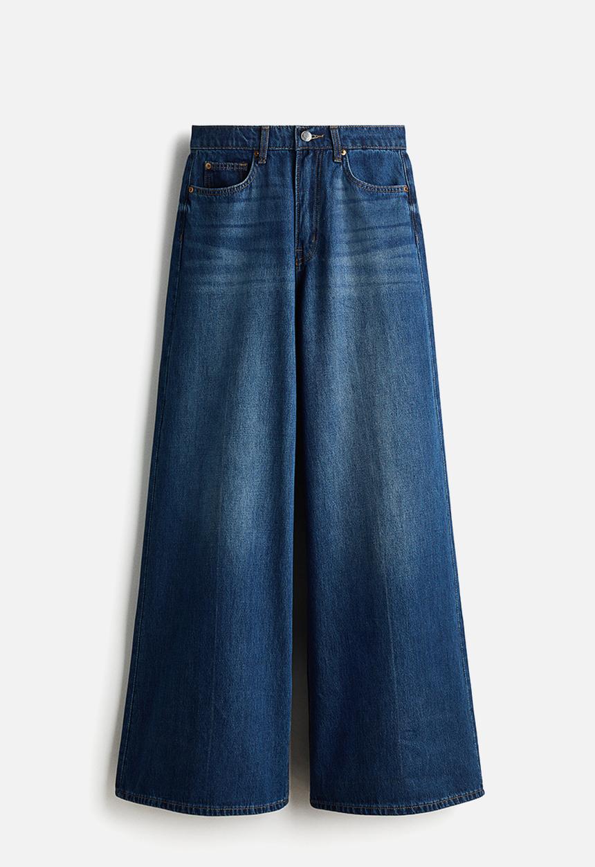 H&M - Super wide high waist jeans - denim blue