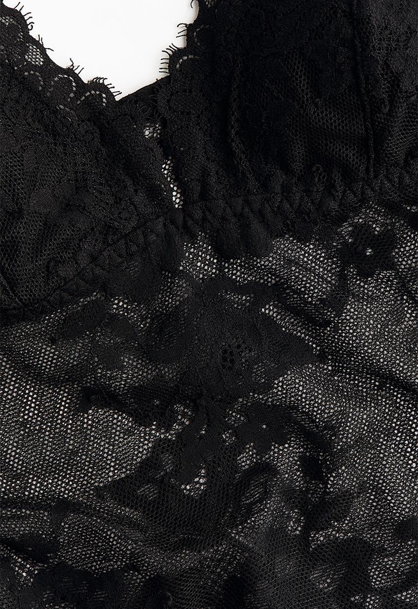 H&M - Padded-cup lace thong body - black