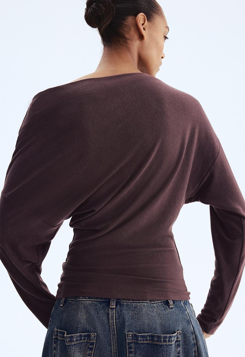H&M - One-shoulder top - dark brown