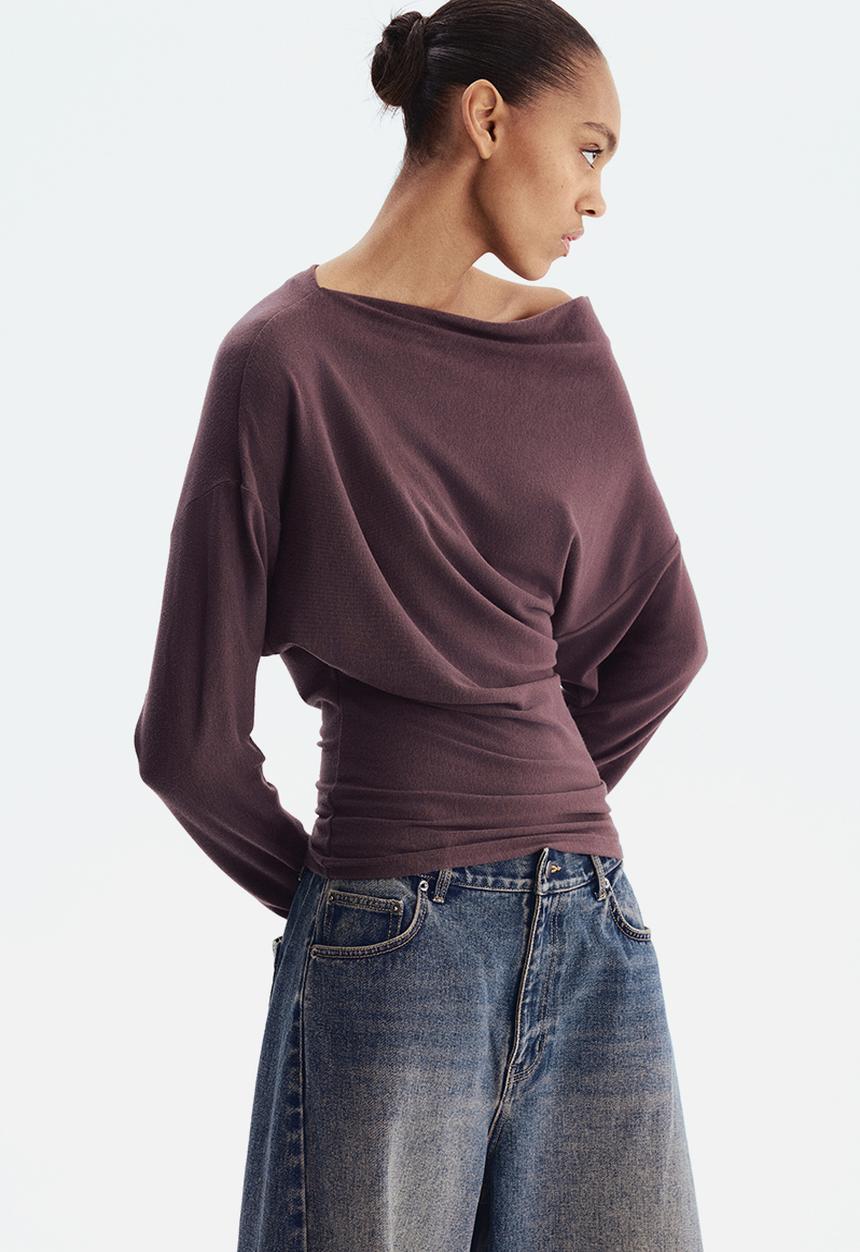 H&M - One-shoulder top - dark brown