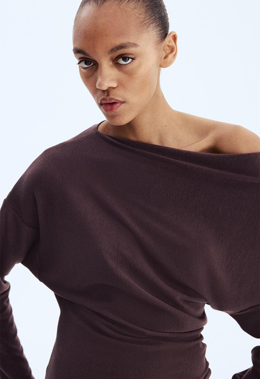 H&M - One-shoulder top - dark brown