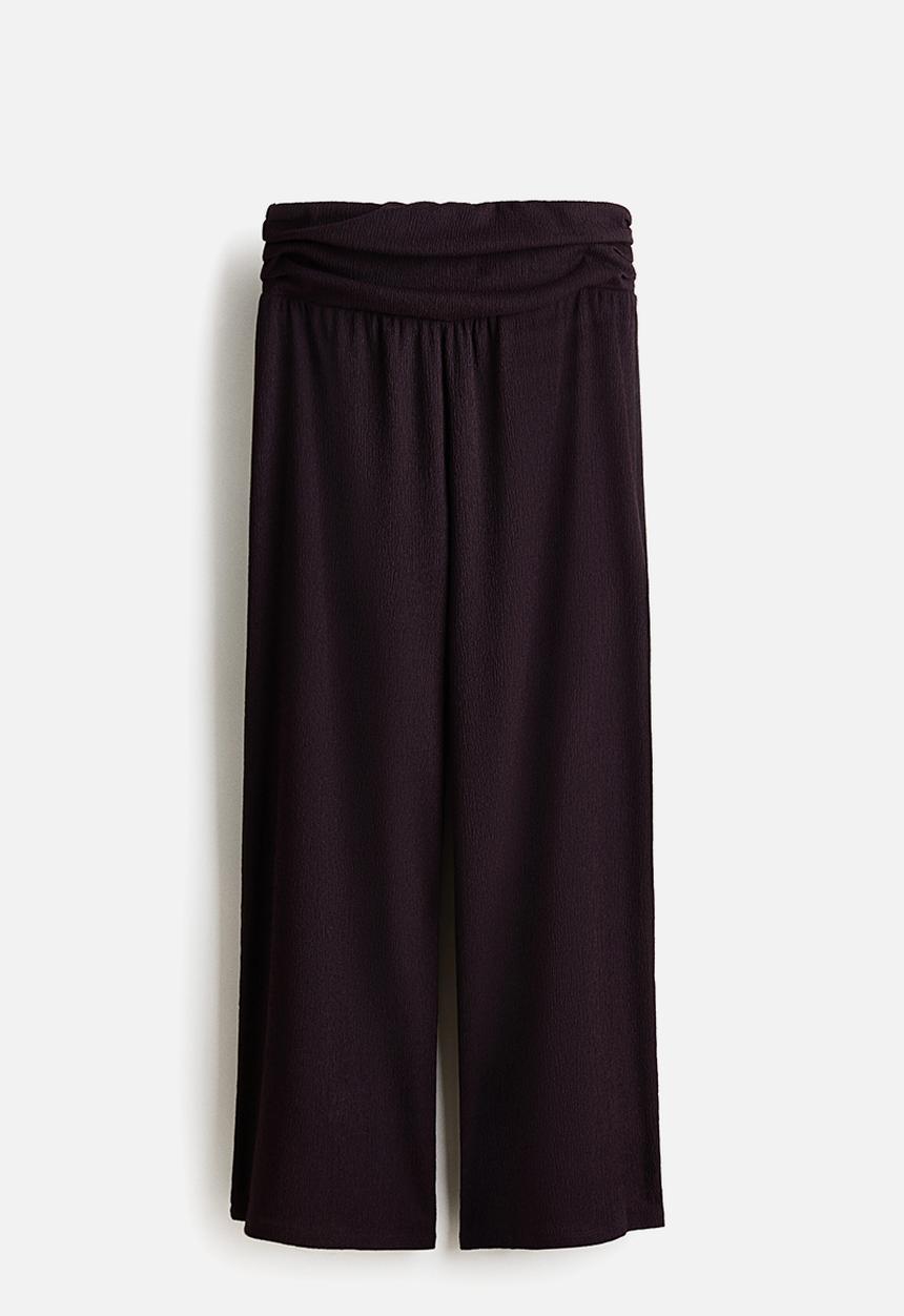 H&M - Wide gathered-waist trousers - dark purple