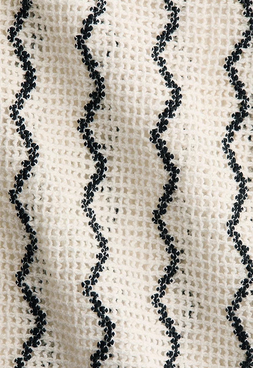H&M - Crochet-look waistcoat - cream/zigzag pattern