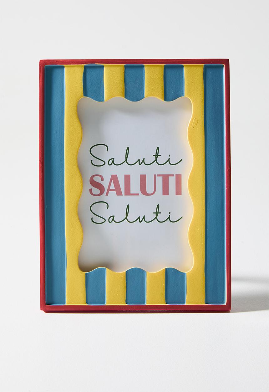 Sixth Floor - Stripes Photo Frame - Blue & Yellow