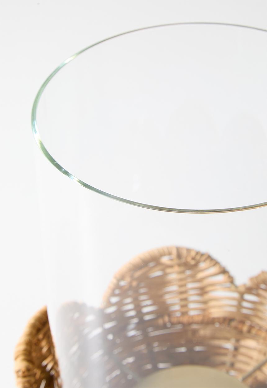 Sixth Floor - Rattan & Glass Scalloped Hurricane - Natural