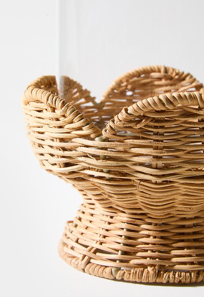 Sixth Floor - Rattan & Glass Scalloped Hurricane - Natural