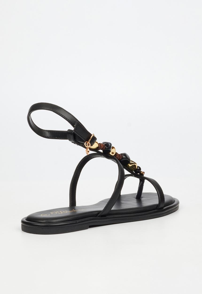 Miss Black - Kali 6 beaded strappy sandal - black