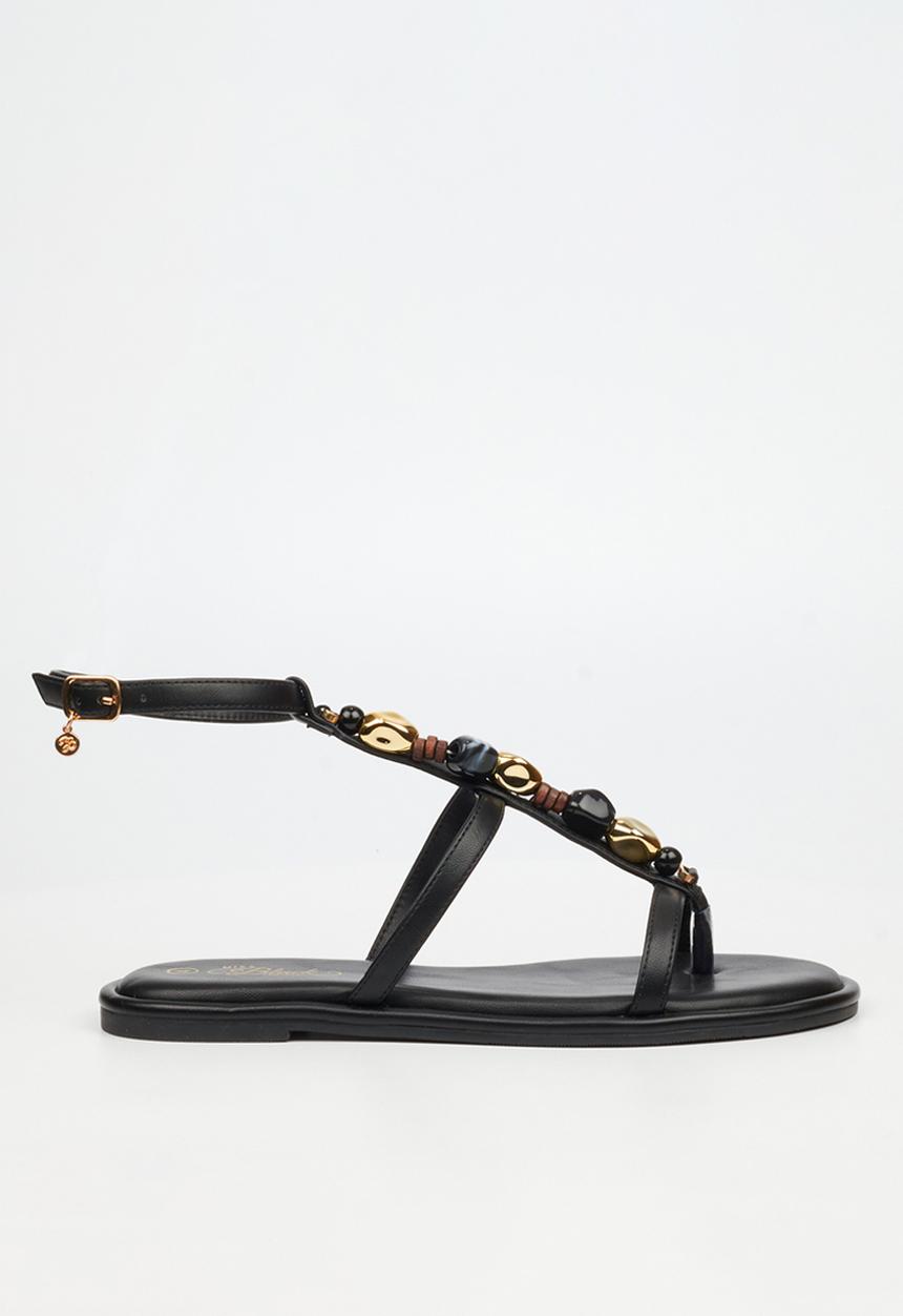 Miss Black - Kali 6 beaded strappy sandal - black