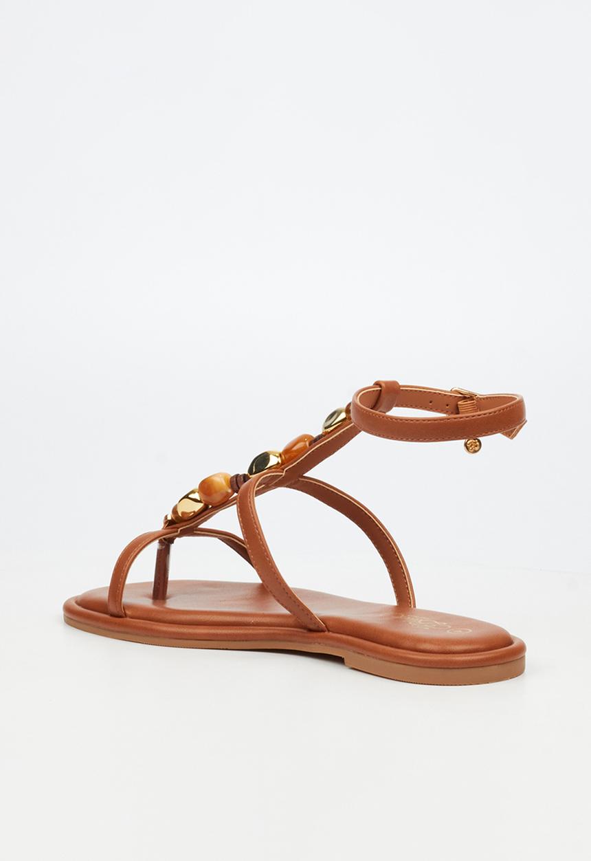 Miss Black - Kali 6 beaded strappy sandal - tan