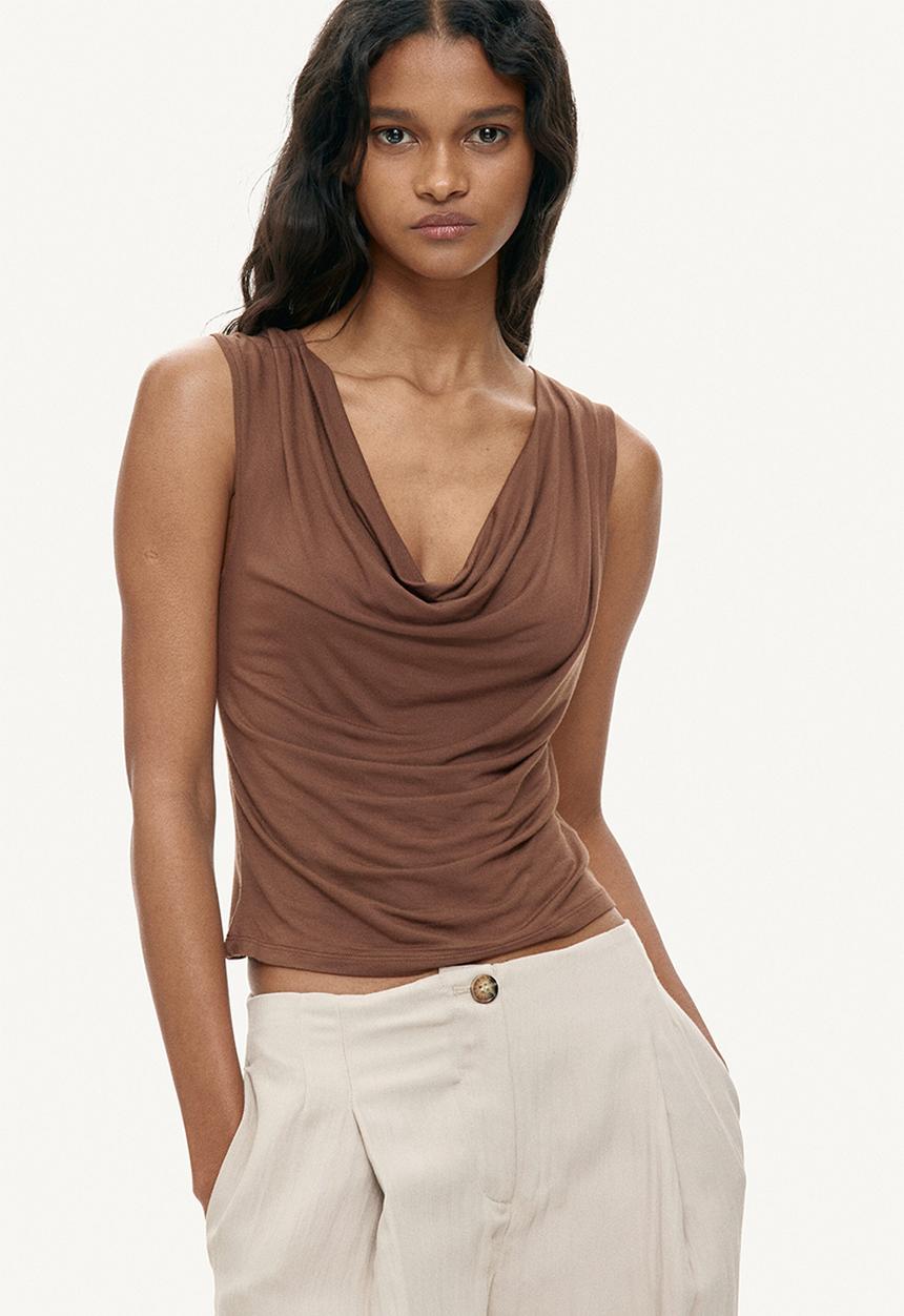 H&M - Cowl-neck jersey top - brown